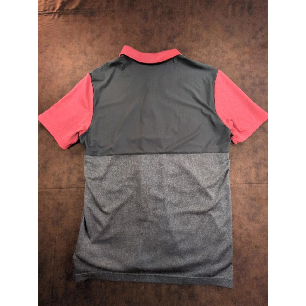 Adidas Climachill Mens Polo Shirt Medium Red Grey Colorblock Athletic‎ Golf Top